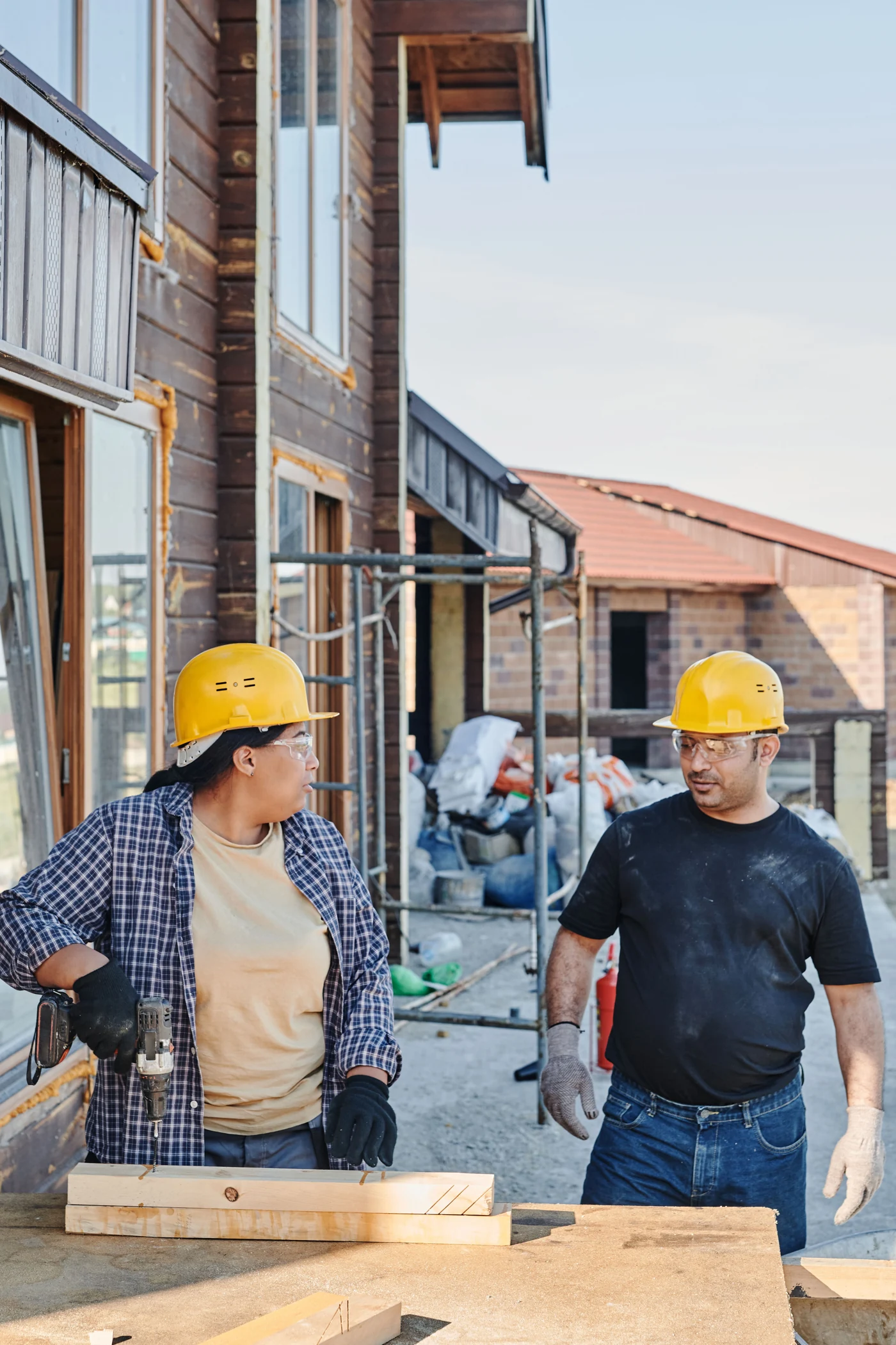 Reference photograph of site personnel reviewing construction work